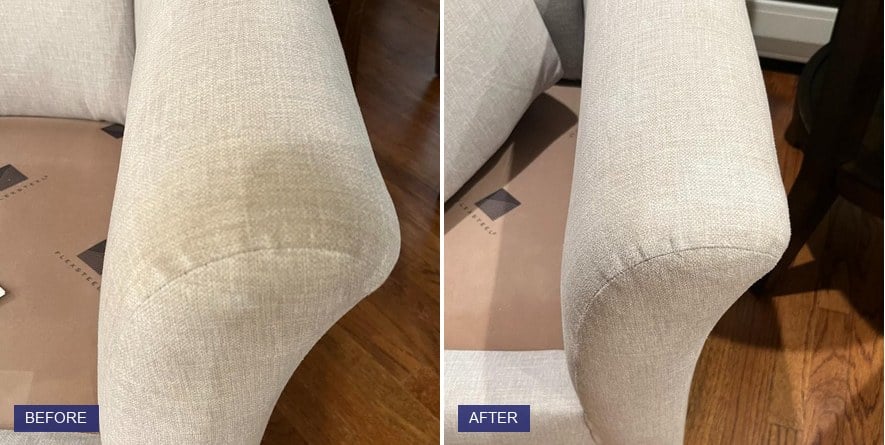 Fabric before and after professional cleaning