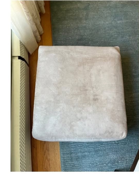 Ottoman cushion before professional upholstery cleaning, Shelton CT