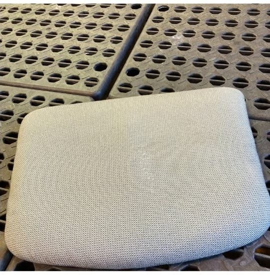 Outdoor patio cushion after professional upholstery cleaning, Shelton CT
